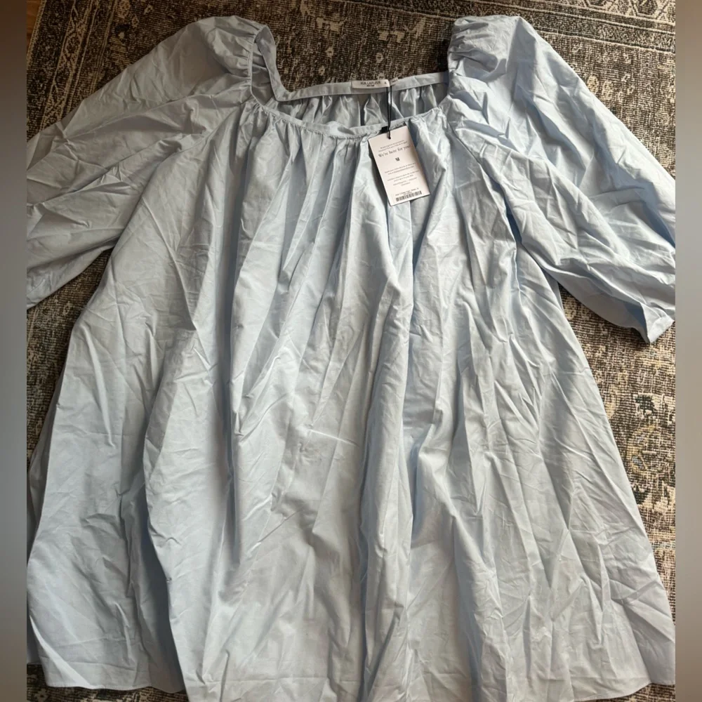 MM. LaFleur ADDIE Light Blue Puff Sleeve Peasant Dress
